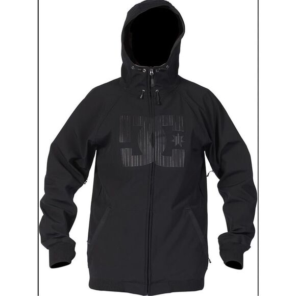 Vintage DC Men's 5K Spectrum Softshell 11 Hooded Black Snowboarding Jacket XL - Picture 1 of 16